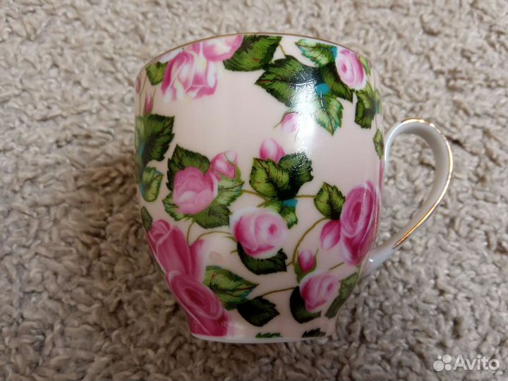 Чашка с блюдцем, чайная пара, Кузнецовский фарфор