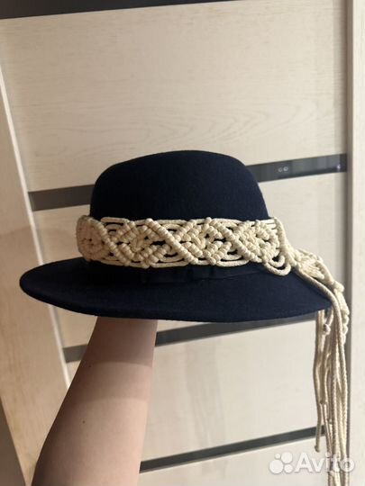 Шляпа с украшением макраме в стиле бохо шерсть