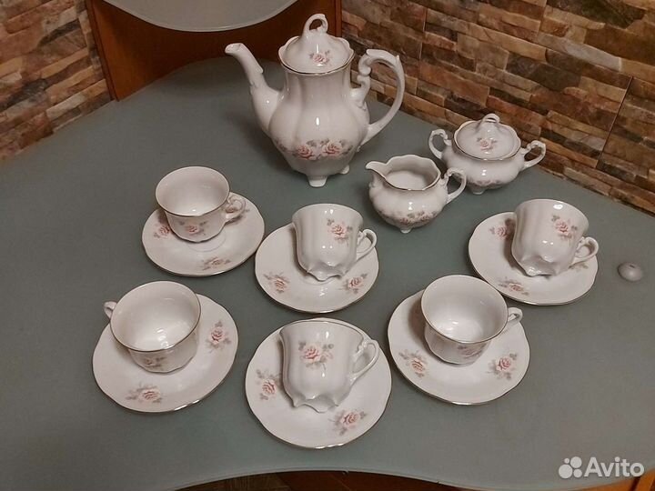 Сервиз кофейный Серая роза Cmielow