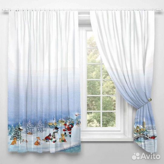 Комплект штор д/кухни с подхватами 'Рождественский