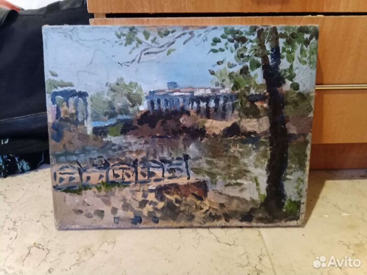 Картина маслом, этюд натюрморта, пейзаж набережной