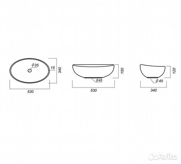 Раковина на столешницу Sanita Ringo Cut 53см