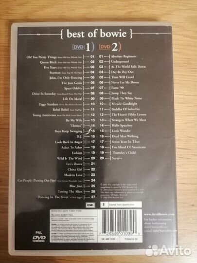 The Best of David Bowie, 2 DVD, клипы