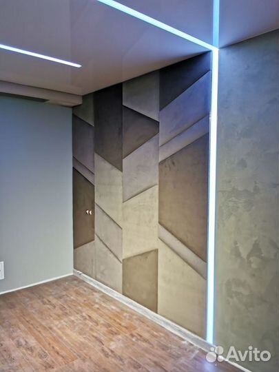 Мягкие стеновые панели в гостинной