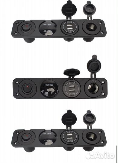 Панель 12v авто лодка катер розетка usb амперметр