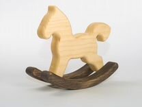 Лошадка деревянная игрушка-качалка из кедра
