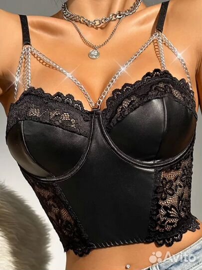 Кожаный топ корсет