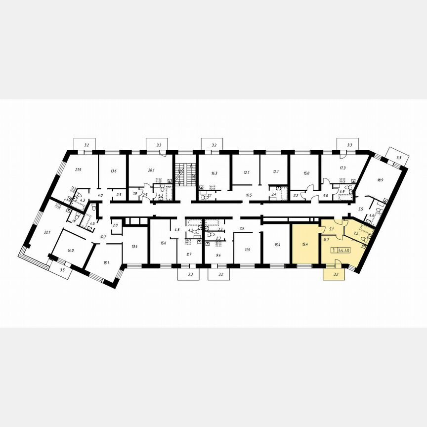 1-к. квартира, 44,4 м², 2/3 эт.