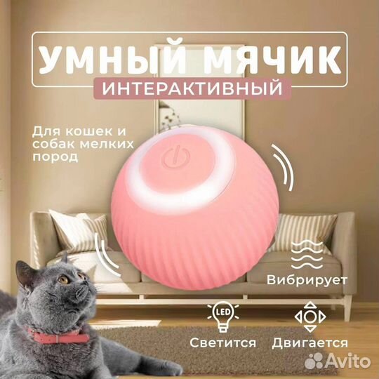 Умный мячик для кошек и собак