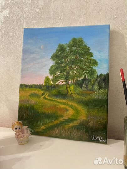 Картина маслом на холсте летний пейзаж