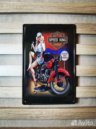 Декор на стену фактурная табличка Speed king мото