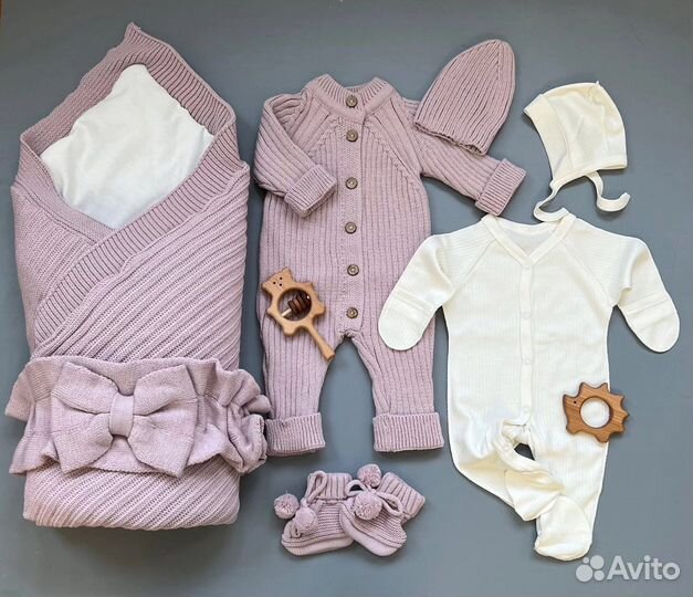 Вязанное одеяло на выписку