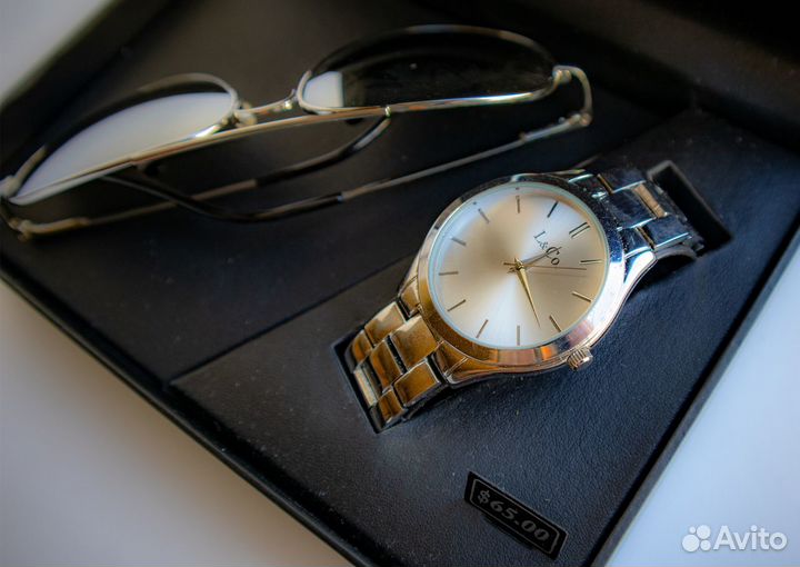 Мужской подарочный набор часы и солнцезащитные очк