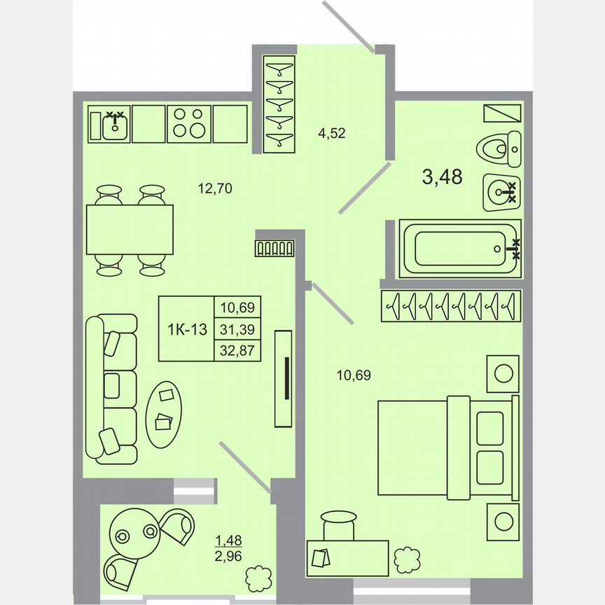 1-к. квартира, 32,9 м², 15/17 эт.