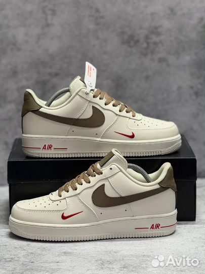 Кроссовки Nike Air Force 1 White Brown (Арт.87213)