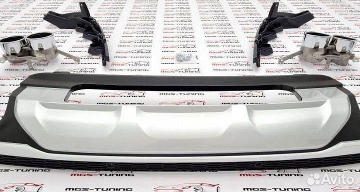 Диффузор на Audi Q7 4M рест SQ7 серебро + насадки