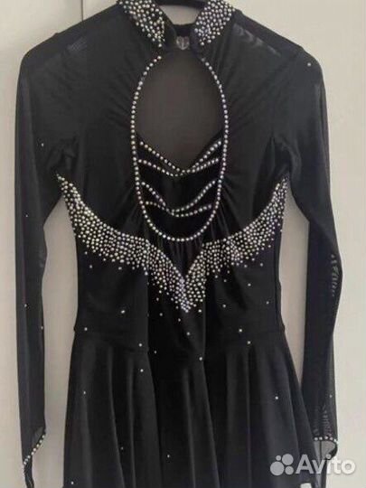 Чёрное платье для фигурного катания 157-165