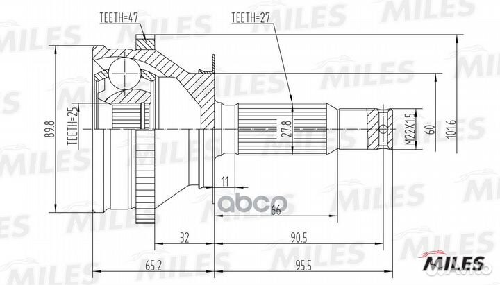 ШРУС наружный hyundai trajet 99-01 (с ABS) (GKN