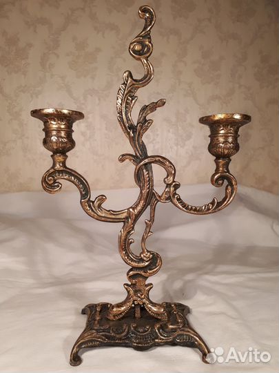 Подсвечник винтаж литьё СССР, бронза,латунь,б/у
