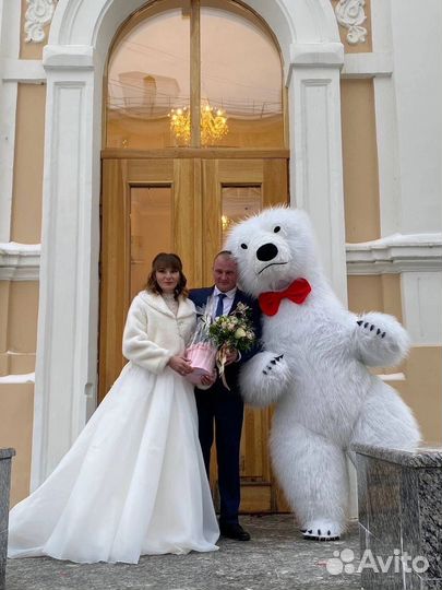 Ростовая кукла,белый мишка для аниматора 2 метра