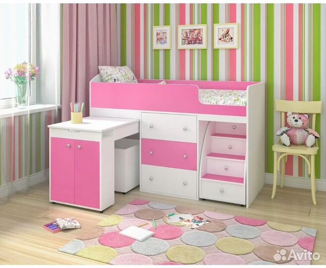 Детская кровать чердак со столом
