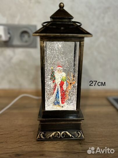 Новогодний фонарь(лампа) со снегом