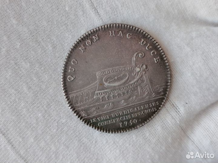 Жетон торговой палаты 1750 год Бордо серебро unc