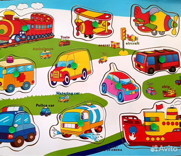 Игрушки: Рамки-пазлы-вкладыши деревянные, 4 шт