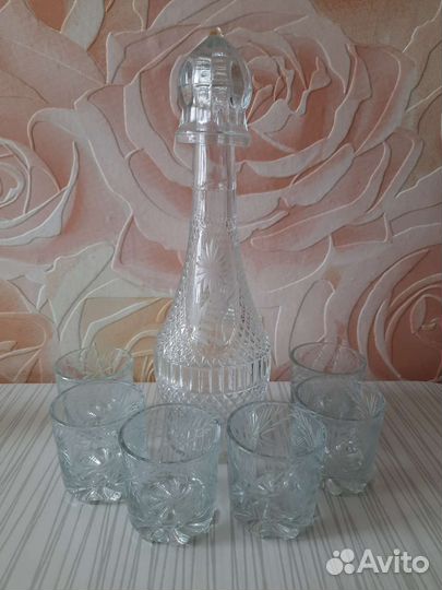 Графин СССР с бокалами, хрусталь