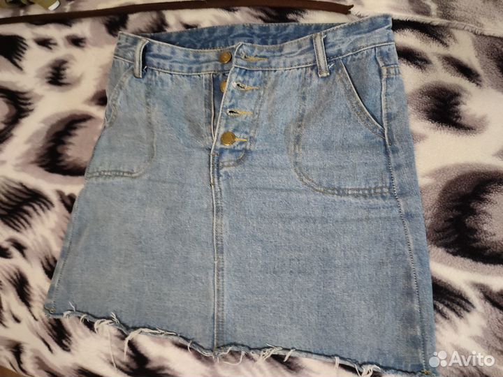 Джинсовая мини юбка