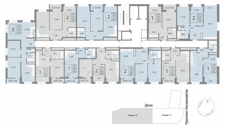 2-к. квартира, 42 м², 25/26 эт.