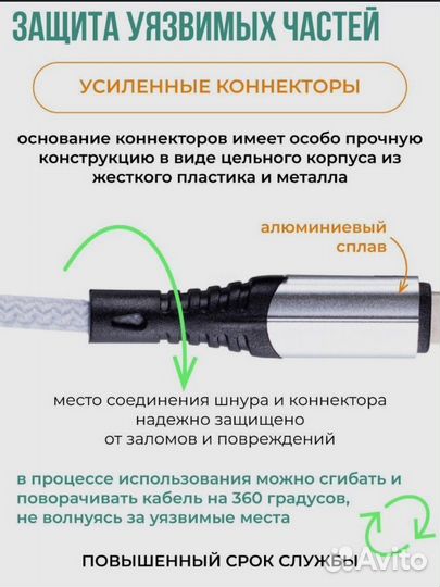 Кабель для зарядки USB-USB Type-C, нейлоновый