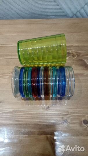 Стаканы пластик и стекло, высота 12 и 13 см новые