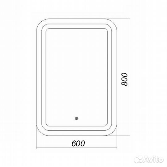 Зеркало Стиль 600х800 с сенсором, на подложке (CS