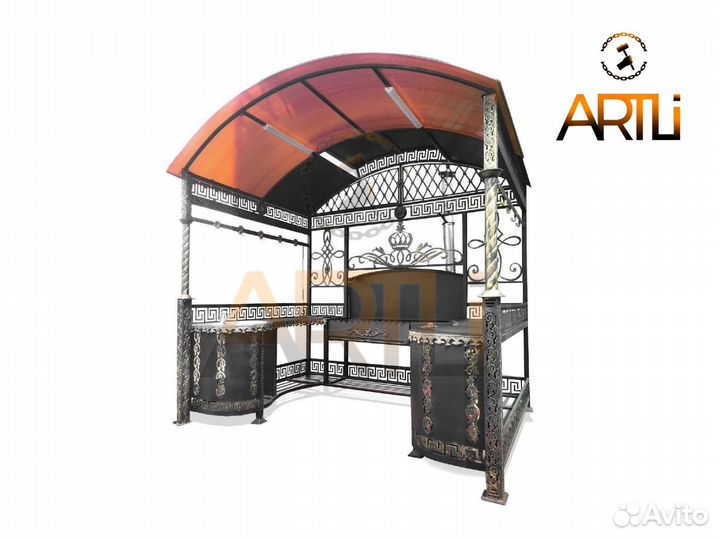 Беседка с мангалом и печью под казан / 