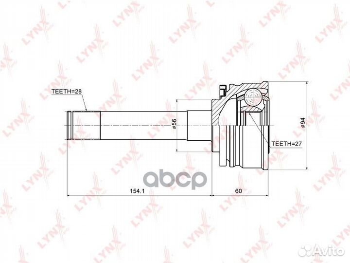 Шрус наружный перед прав/лев CO5506 lynxauto