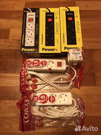 3 сетевых фильтра, 2 удлинителя, 1 разветвитель