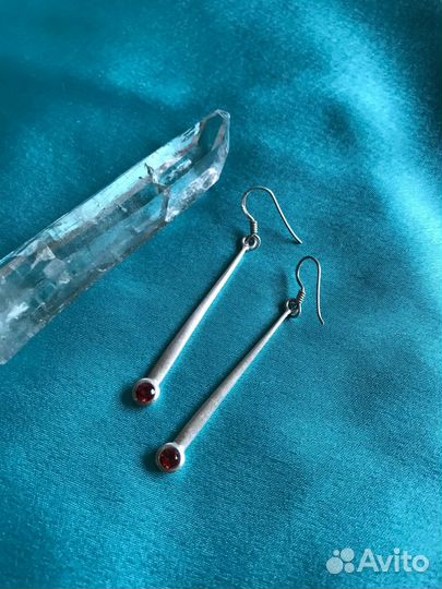 Серьги серебро с гранатом