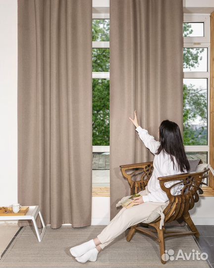 Портьеры блэкаут Массимо Песочный шторы
