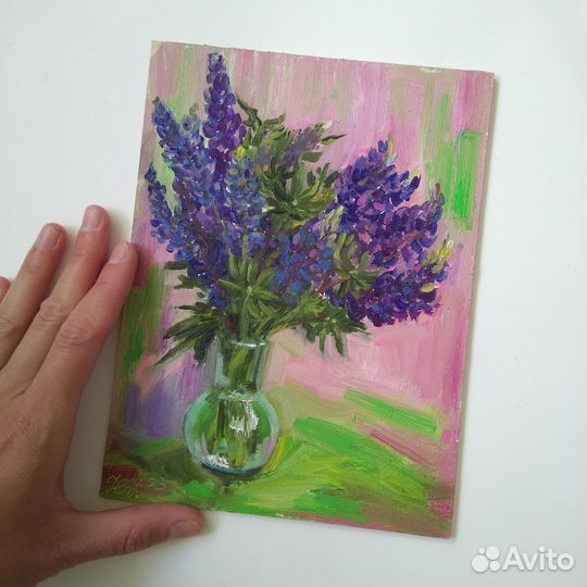 Картина маслом этюд букет цветы