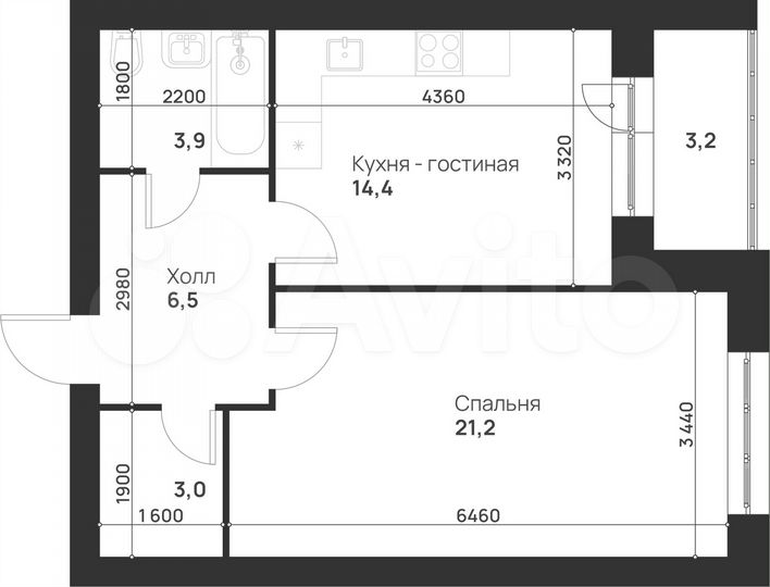 1-к. квартира, 52,2 м², 5/5 эт.