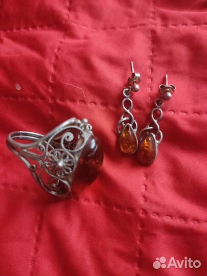 Старинное кольцо и серьги