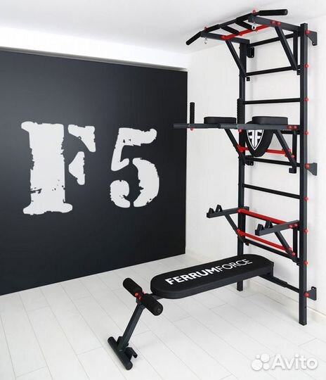 Шведская стенка Ferrum Force F5, черно-красная