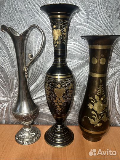 Индийские винтажные вазы, металл, латунь
