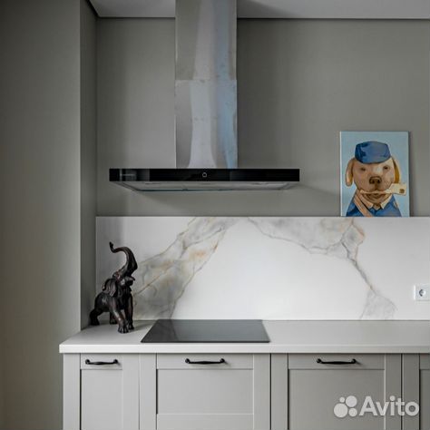 Кухня прямая серая