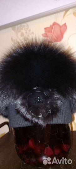 Шапка женская мех песец