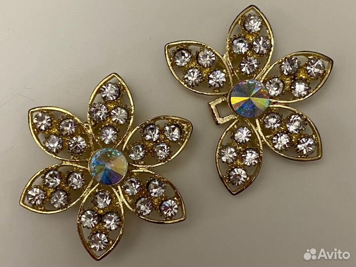 Застежка со стразами металлическая