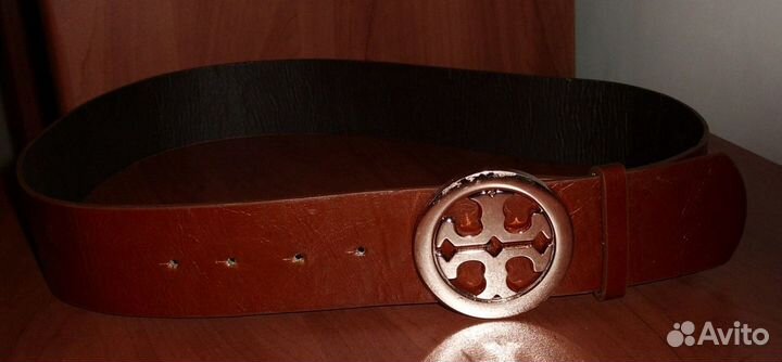 Ремень коричневый золотистая пряжка 4.5 / 102 см