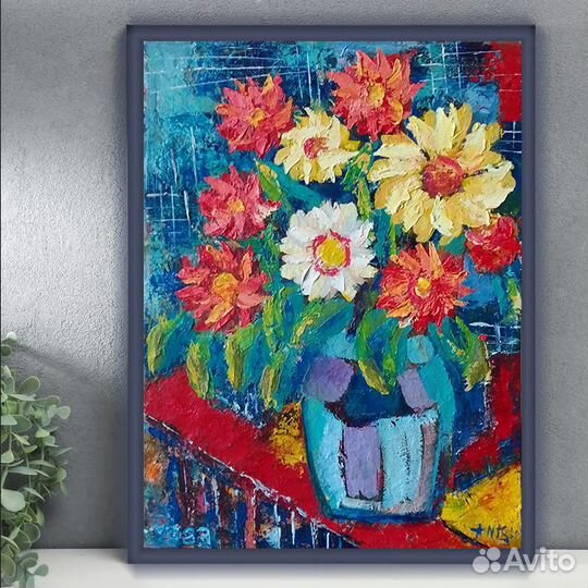 Картина с цветами масло на холсте