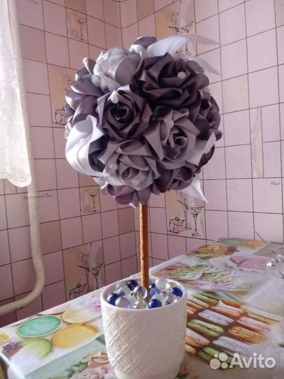 Розы (топиарий). Подарок. Цветы. Интерьер